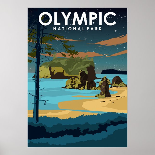 Olympic National Park Vintage Travel Poster (Front)