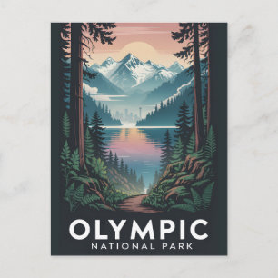 Olympic National Park   Vintage Travel Poster Postcard