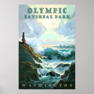 Olympic National Park Washington Coast Travel Poster