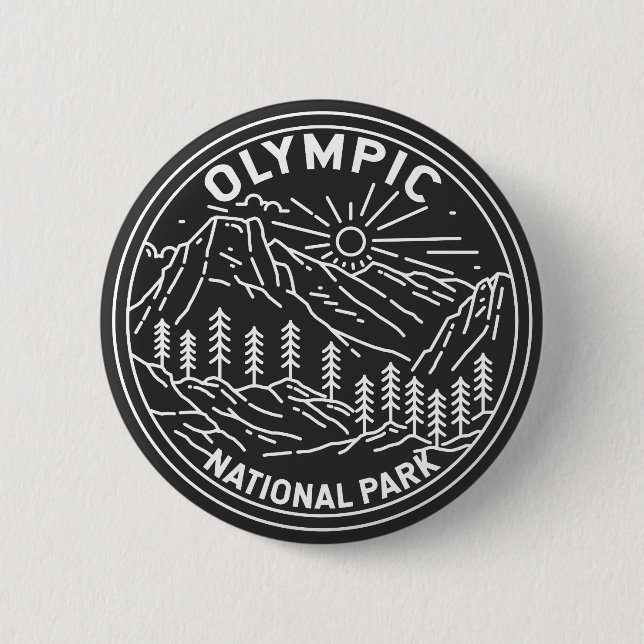 Olympic National Park Washington Monoline  2 Inch Round Button (Front)