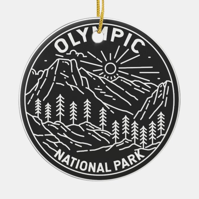 Olympic National Park Washington Monoline  Ceramic Ornament (Front)