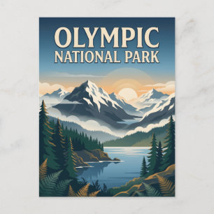 Olympic National Park Washington Mountain Vintage Postcard