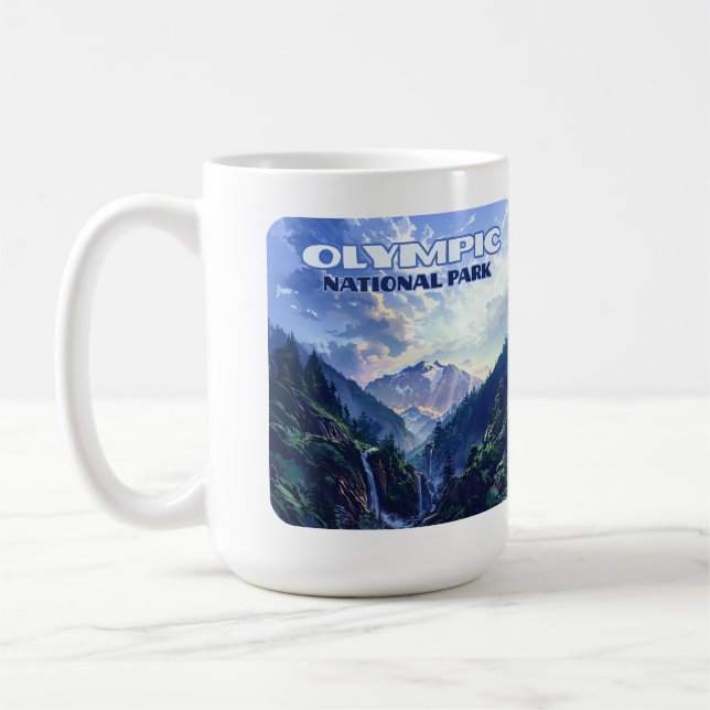 Olympic National Park Washington Mountains Vintage Coffee Mug (Left)
