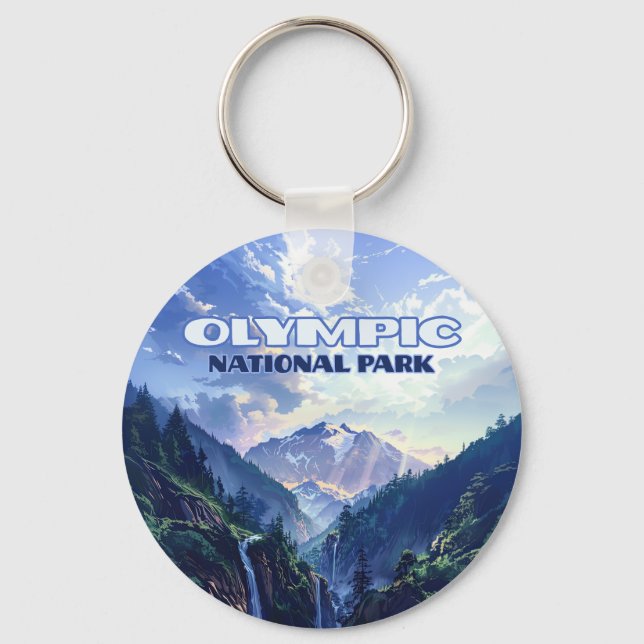 Olympic National Park Washington Mountains Vintage Keychain (Front)