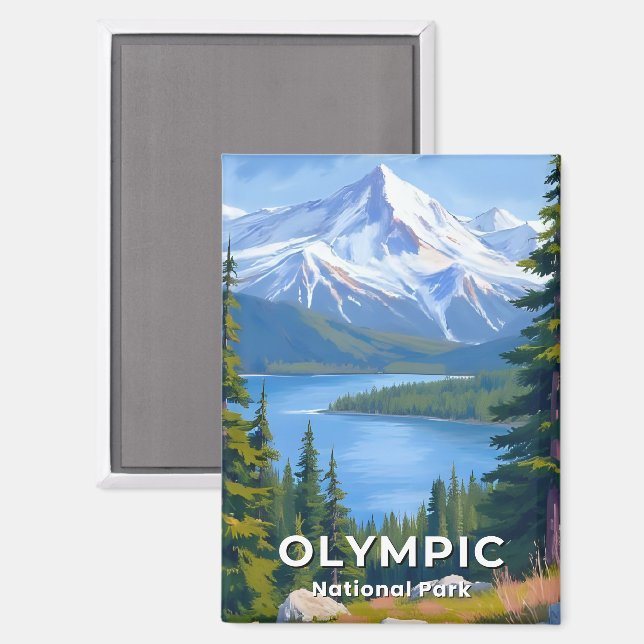 Olympic National Park | Washington Travel Painting Magnet (Front/Back)