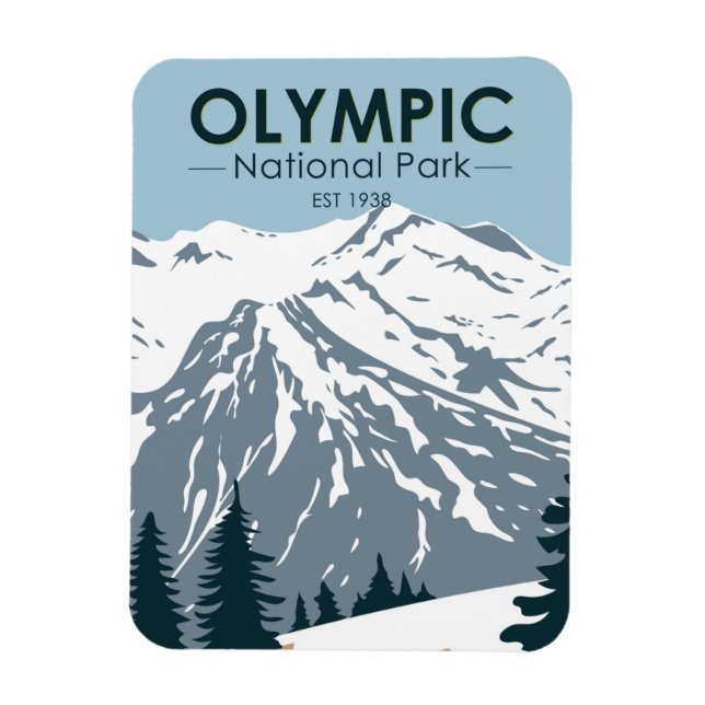 Olympic National Park Washington Vintage Magnet (Vertical)