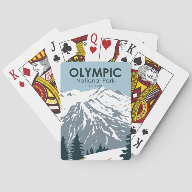 Olympic National Park Washington Vintage  Playing Cards (Back)