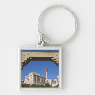 Olympic Plaza and Calgary Tower, Alberta, Canada Keychain