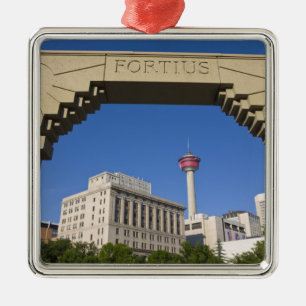 Olympic Plaza and Calgary Tower, Alberta, Canada Metal Ornament
