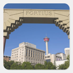 Olympic Plaza and Calgary Tower, Alberta, Canada Square Sticker