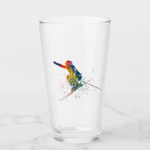 Olympic ski competition in watercolor glass