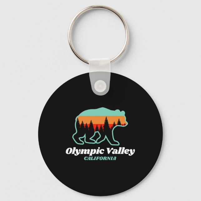 Olympic Valley California Skiing Snowboarding Bear Keychain (Front)