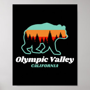 Olympic Valley California Skiing Snowboarding Bear Poster
