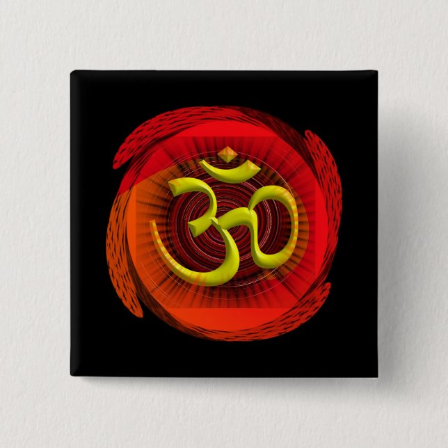 Om 1 2 inch square button (Front)