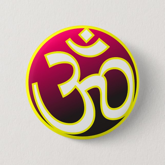 Om 2 Inch Round Button (Front)