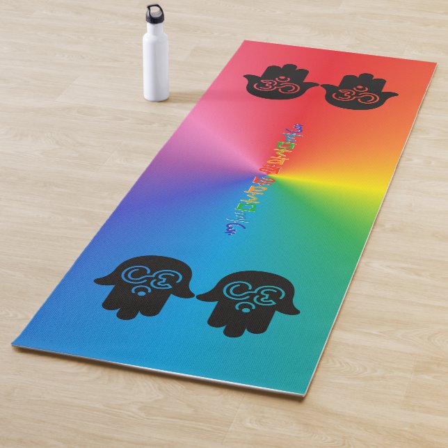 Om All the Lights | Rainbow, Personalized Yoga Mat (In Situ)