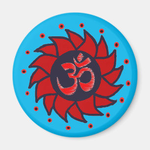 Om and Red Pinwheel - Yoga Magnets