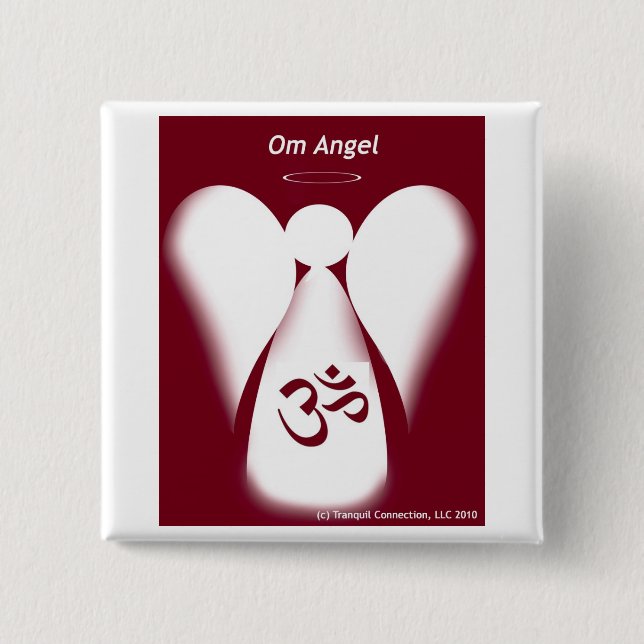 Om Angel 2 Inch Square Button (Front)