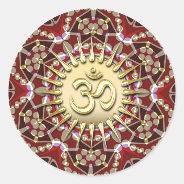 OM AUM Earthy Gold Mandala Meditation Sticker Yoga (Devant)