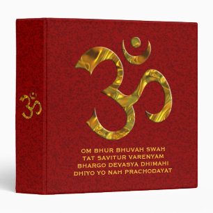 Om / AUM & GAYATRI MANTRA dark red splatter Binder