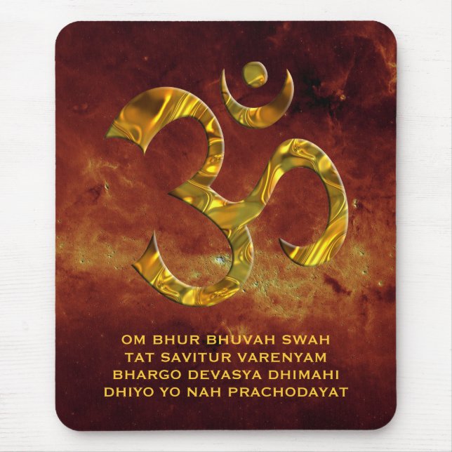 Om / Aum & GAYATRI MANTRA | universe of fire Mouse Pad (Front)