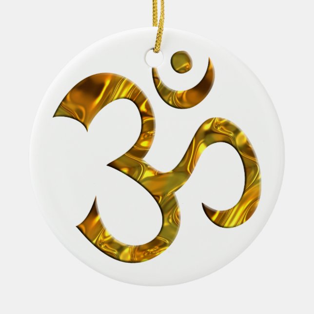 OM / AUM - GOLD CERAMIC ORNAMENT (Front)
