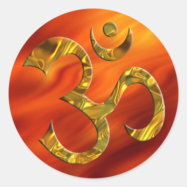 OM / AUM - GOLD | fire red Classic Round Sticker (Front)