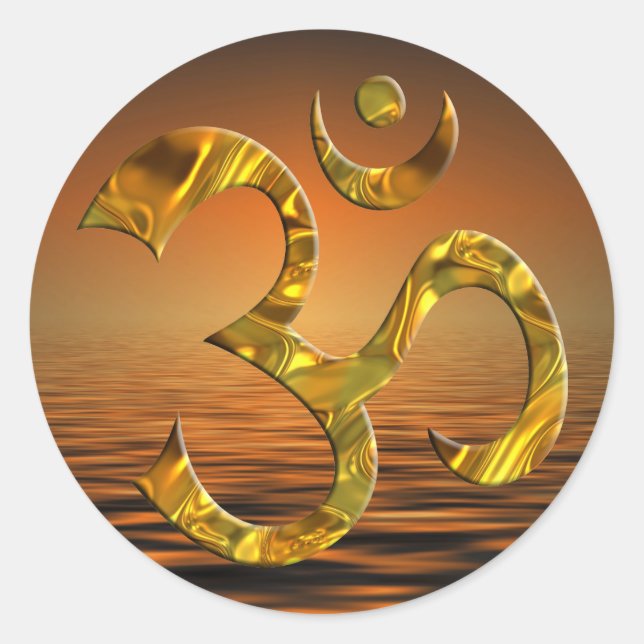 OM / AUM - GOLD | sunset Classic Round Sticker (Front)