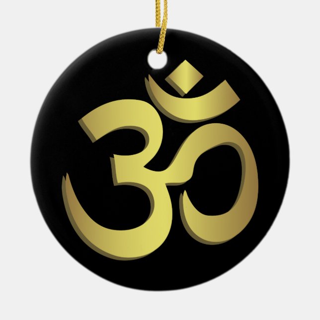 Om ( Aum ) Namaste yoga symbol Ceramic Ornament (Front)