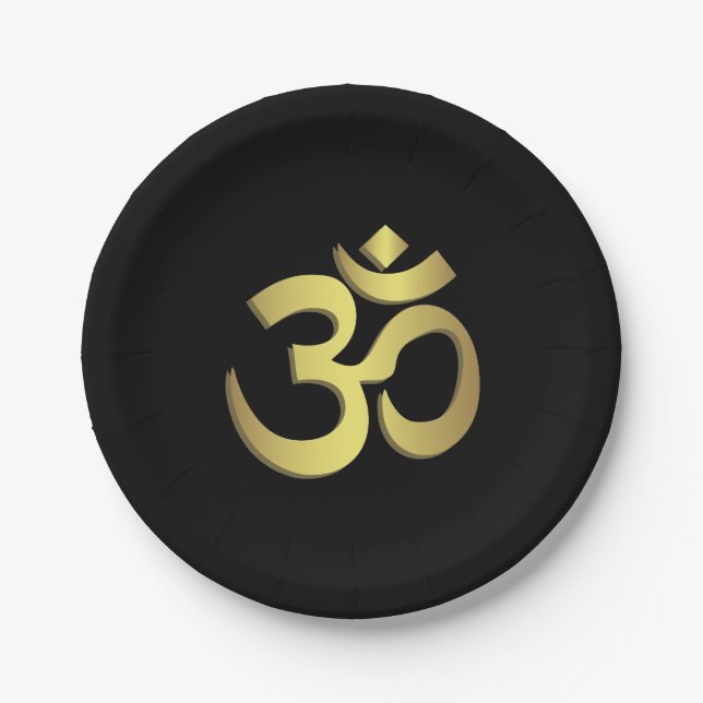 Om ( Aum ) Namaste yoga symbol Paper Plate (Front)