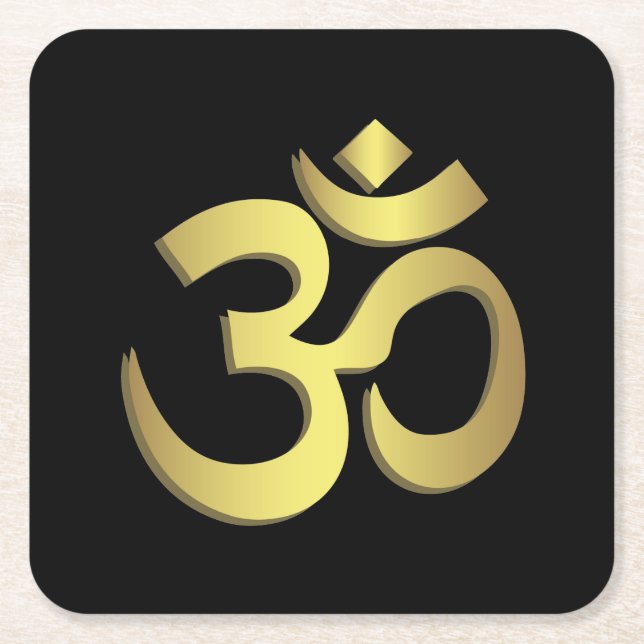 Om ( Aum ) Namaste yoga symbol Square Paper Coaster (Front)