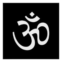 Om Aum outline Icon, Hinduism Symbol, black white 