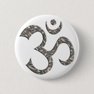 OM / AUM - SILVER 2 INCH ROUND BUTTON