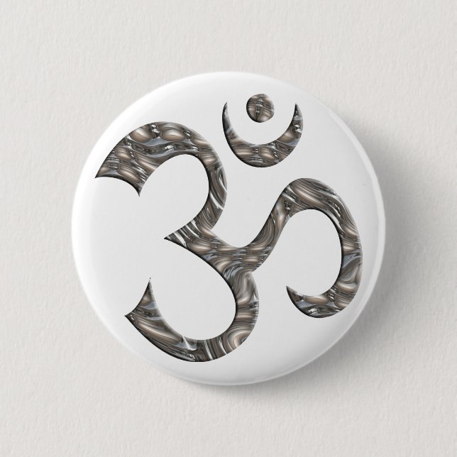 OM / AUM - SILVER 2 INCH ROUND BUTTON (Front)