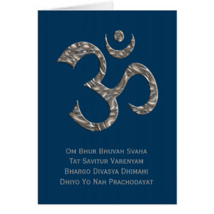OM / AUM - SILVER & GAYATRI MANTRA darkblue
