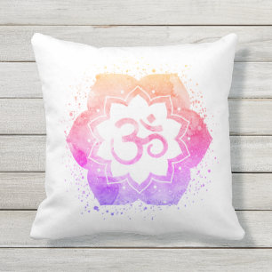 *~* OM AUM Symbol Outdoor Lotus Flower Mandala Pillow