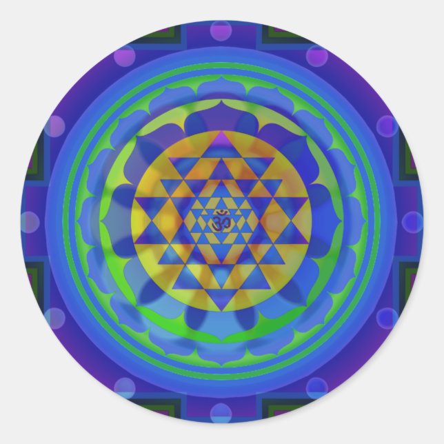 Om (AUM) Yantra mandala Classic Round Sticker (Front)