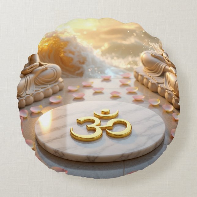 OM - AUM - ZEN BUDDHISM ROUND PILLOW (Front)
