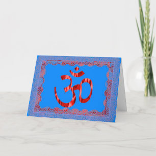Om blue hindu greeting card