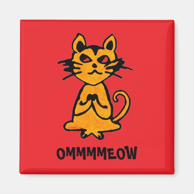 Om Cat Magnet - Funny Yoga Gifts (Front)