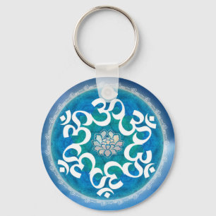 Om Circle Snowflake Keychain