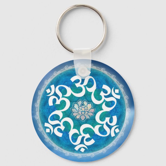 Om Circle Snowflake Keychain (Front)