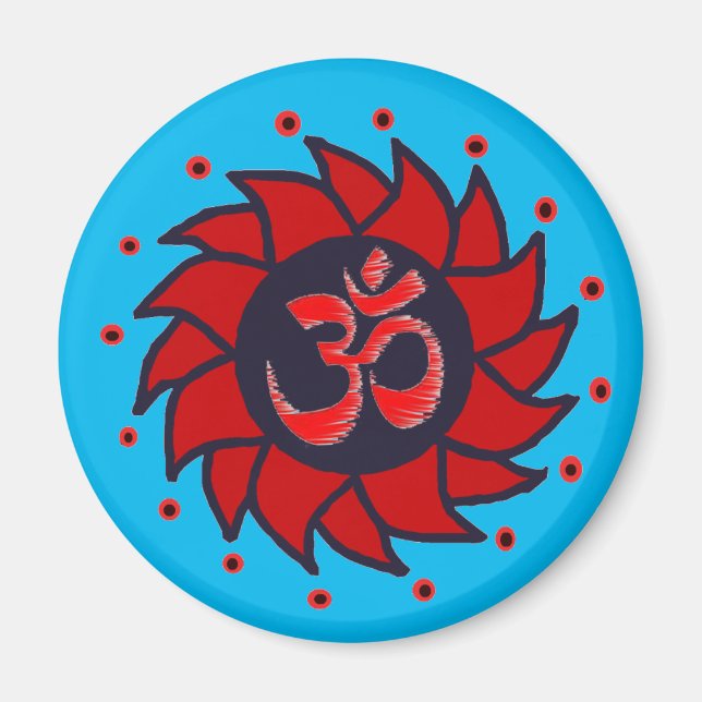 Om et Red Pinwheel - Yoga Magnets (Devant)