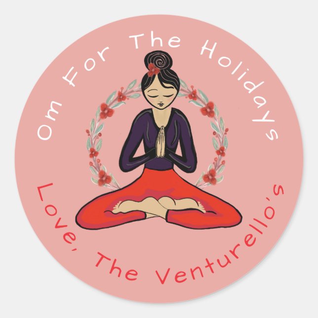 Om For The Holidays Yoga Sticker (Devant)