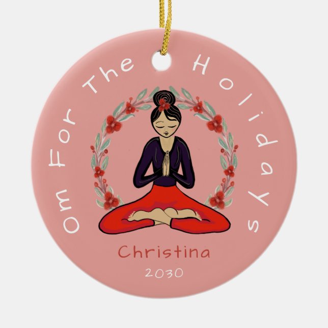 'Om For The Holidays' Yogi Ornament (Front)