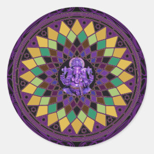 Om Ganesh Mandala Classic Round Sticker