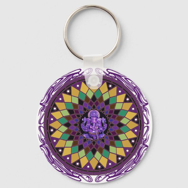 Om Ganesh Mandala Keychain (Front)