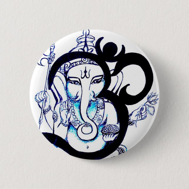 OM  -  Ganesha 2 Inch Round Button (Front)