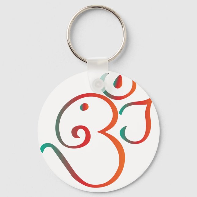 Om-ganpati-green-orange Keychain (Front)