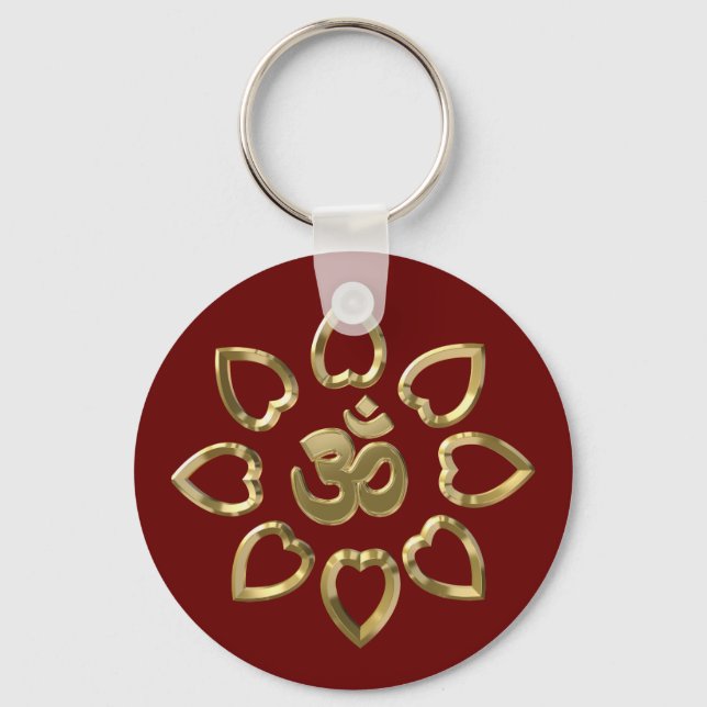 Om golden symbol keychain (Front)